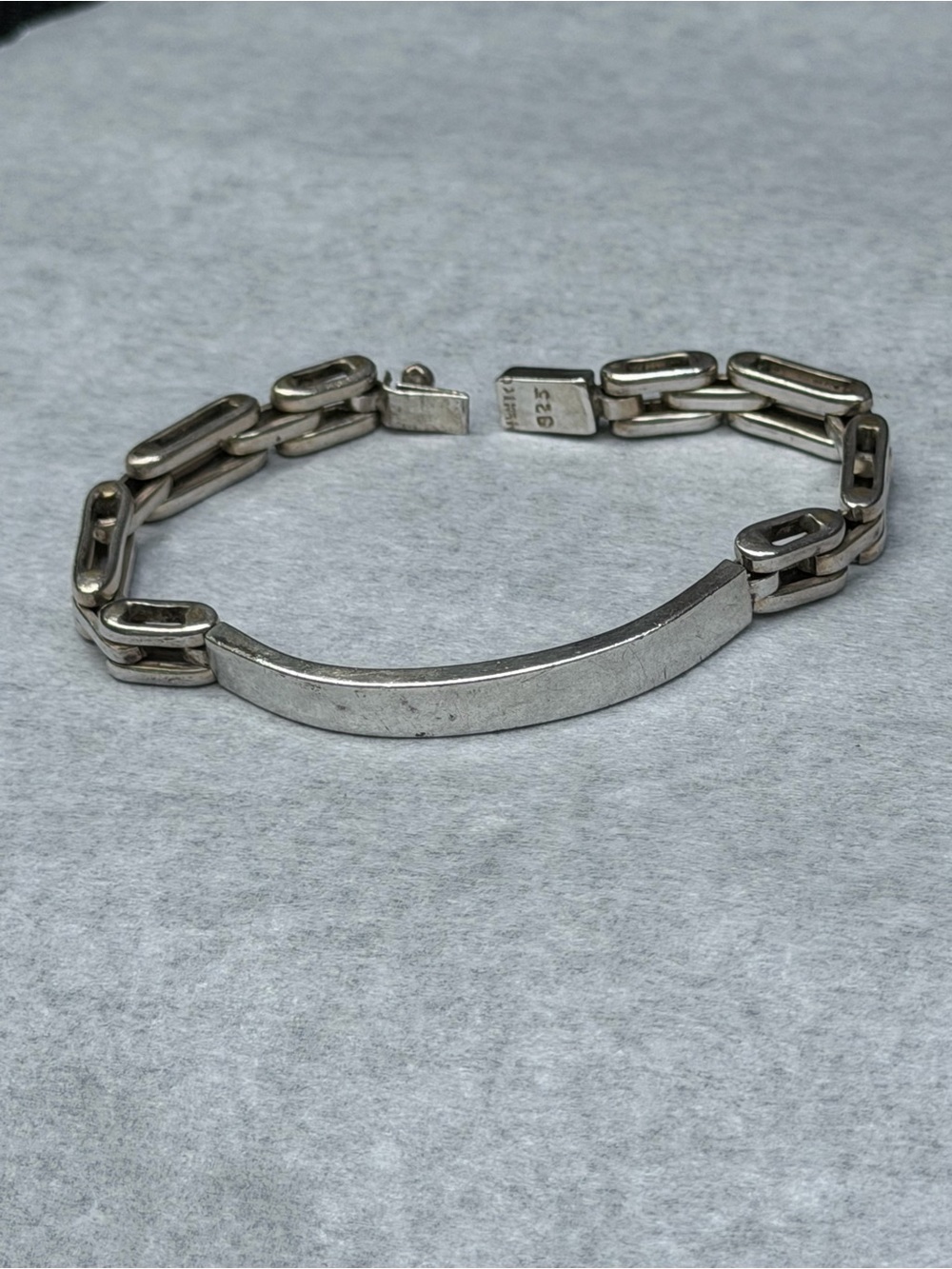 Vintage Mexico 925 Sterling Silver ID Link Bracelet 7.5” Unisex